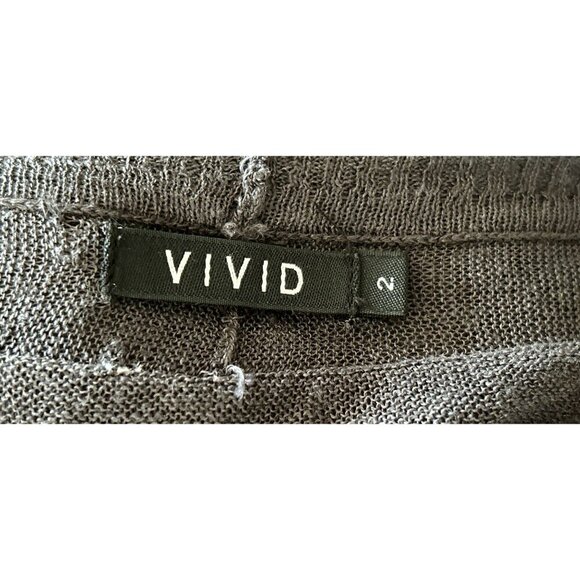 VIVID Silk Linen Combo Dress Mermaid Sleeveless V-Neck Deep Gray / Purple - Picture 7 of 7